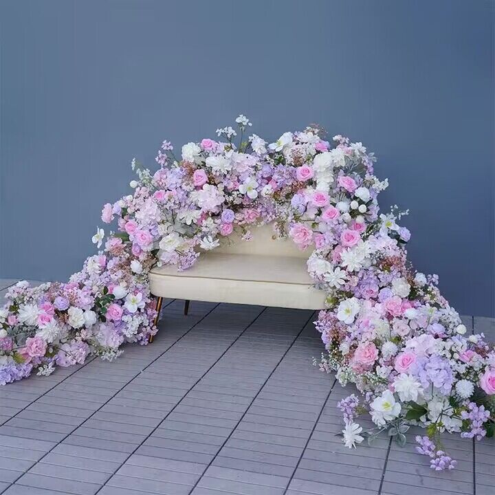 Lavender, Ivory Rectangle Archway Flower, Spring Party Decor, Wedding Baby Shower Decoration Flower Garland