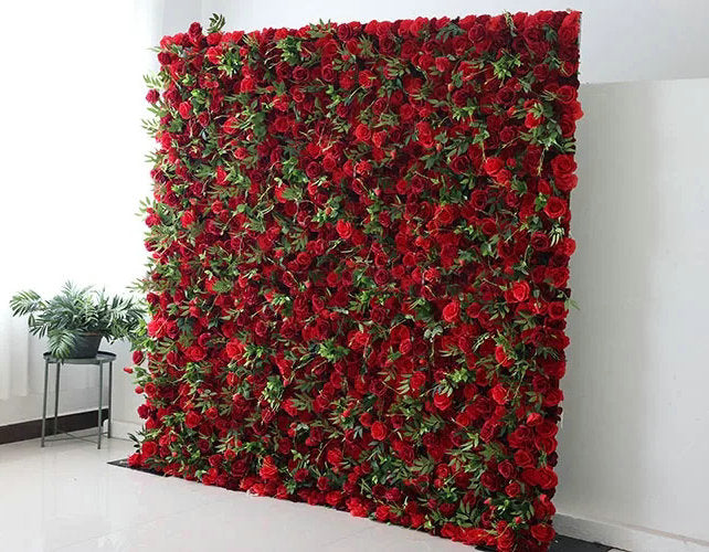 Custom Enthusiastic Red Flower Backdrop, Wedding Engagement Baby Shower Bridal Shower Backdrop Decoration