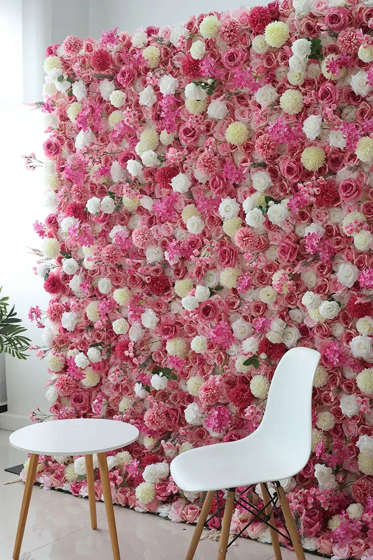 Custom Light Pink, White Flower Backdrop, Wedding Engagement Baby Shower Backdrop Decoration