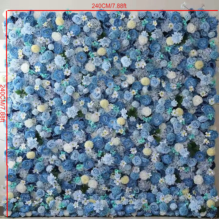 Sky Blue, Ivory Flower Wall Background, Custom Wedding Birthday Party Baby Shower Floral Panel