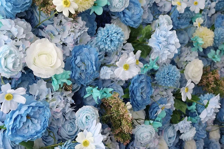 Sky Blue, Ivory Flower Wall Background, Custom Wedding Birthday Party Baby Shower Floral Panel