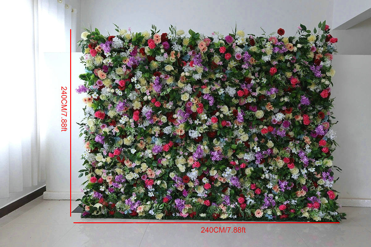 Artificial Plant Flower Backdrops, Violet Hot Pink Flower Wall, Wedding Birthday Party Baby Shower Floral Panel