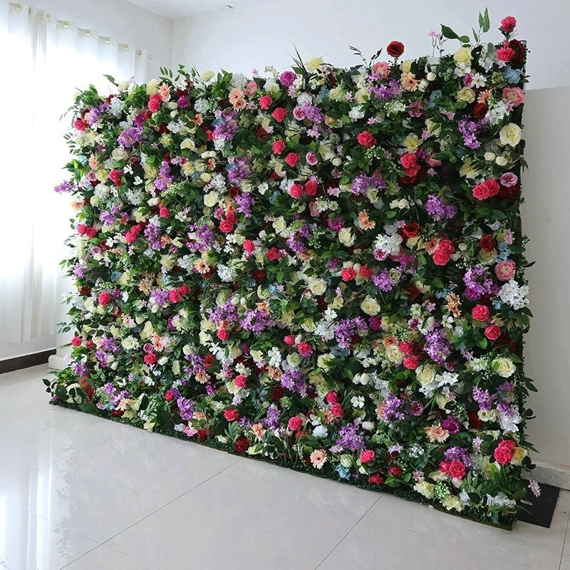 Artificial Plant Flower Backdrops, Violet Hot Pink Flower Wall, Wedding Birthday Party Baby Shower Floral Panel