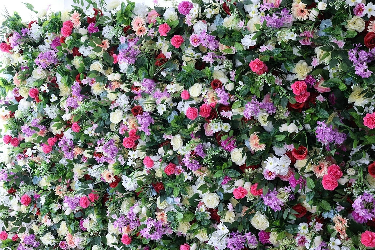 Artificial Plant Flower Backdrops, Violet Hot Pink Flower Wall, Wedding Birthday Party Baby Shower Floral Panel