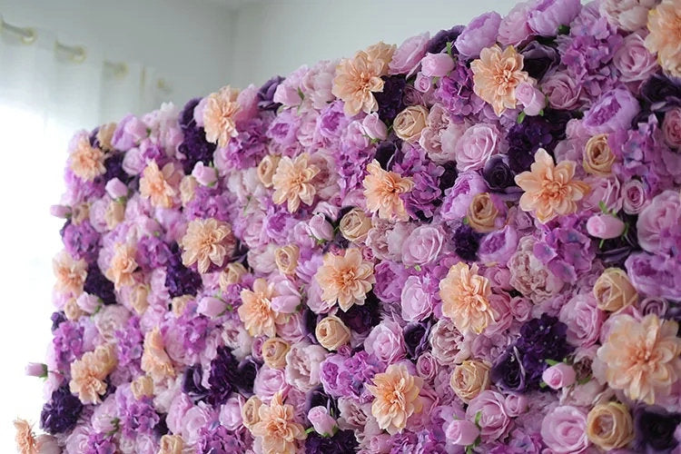 Violet, Indigo, Pale Pink Flower Wall, Wedding Engagement Baby Shower Bridal Shower Backdrop Decoration