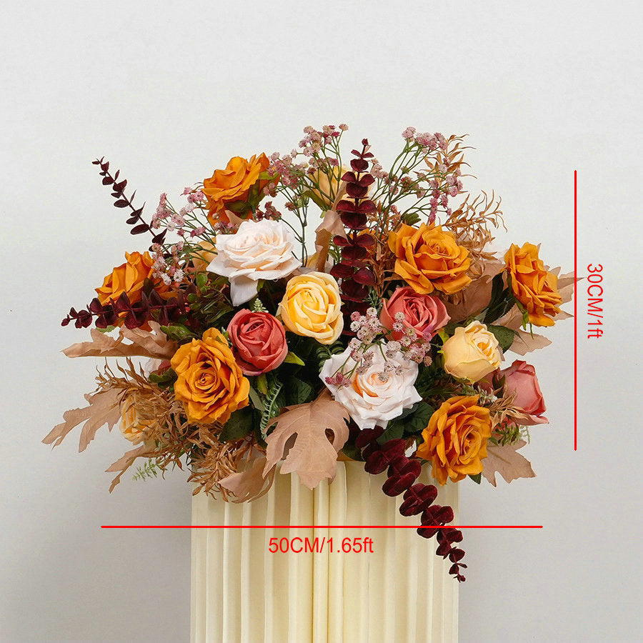 Brown, Burnt Orange, Peach Flower Garland, Centerpiece, Floor Flower, Wedding Engagement Bridal Shower Backdrop Decoration