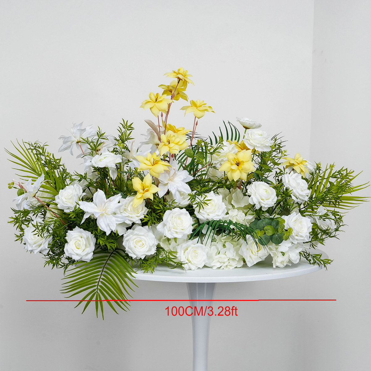 Ivory, Yellow with Greenery Flower Garland, Centerpiece, Floor Flower, Wedding Engagement Bridal Shower Backdrop Decoration