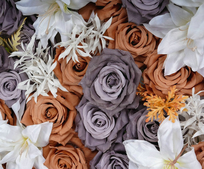 Sandybrown, Darkgray Flower Wall Background, Centerpiece, Wedding Birthday Party Floral Backdrop Decor