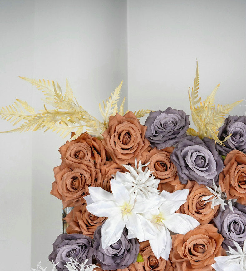 Sandybrown, Darkgray Flower Wall Background, Centerpiece, Wedding Birthday Party Floral Backdrop Decor