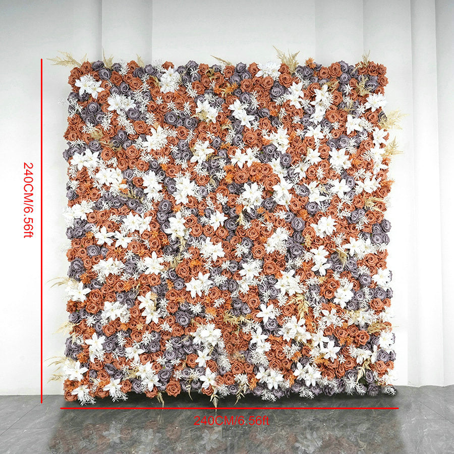Sandybrown, Darkgray Flower Wall Background, Centerpiece, Wedding Birthday Party Floral Backdrop Decor