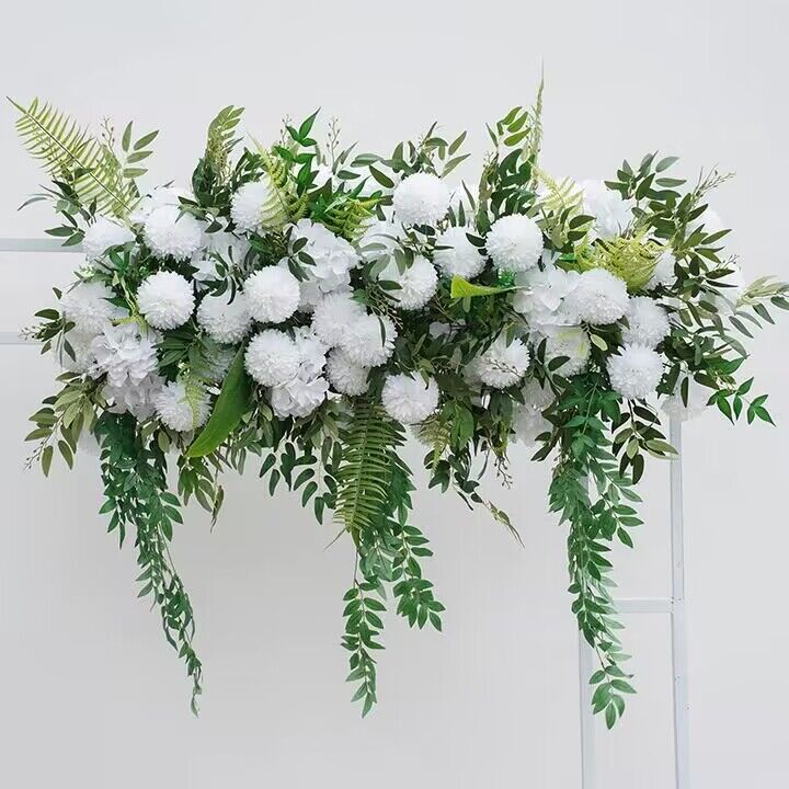 White Flowers, Greenery Wedding Archway Flower, Engagement Baby Shower Ceremony Reception Flower Runner