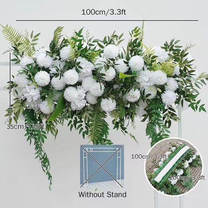 White Flowers, Greenery Wedding Archway Flower, Engagement Baby Shower Ceremony Reception Flower Runner
