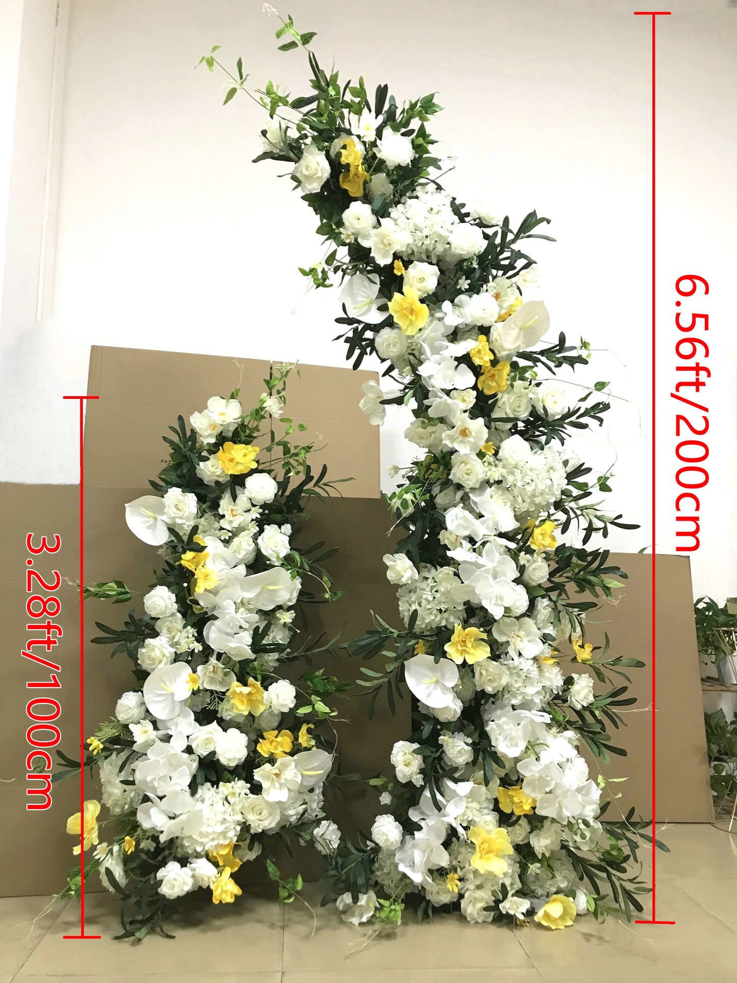5D Artificial Ivory Yellow Flower Runner Centerpiece Wedding Party Events Background Decoration