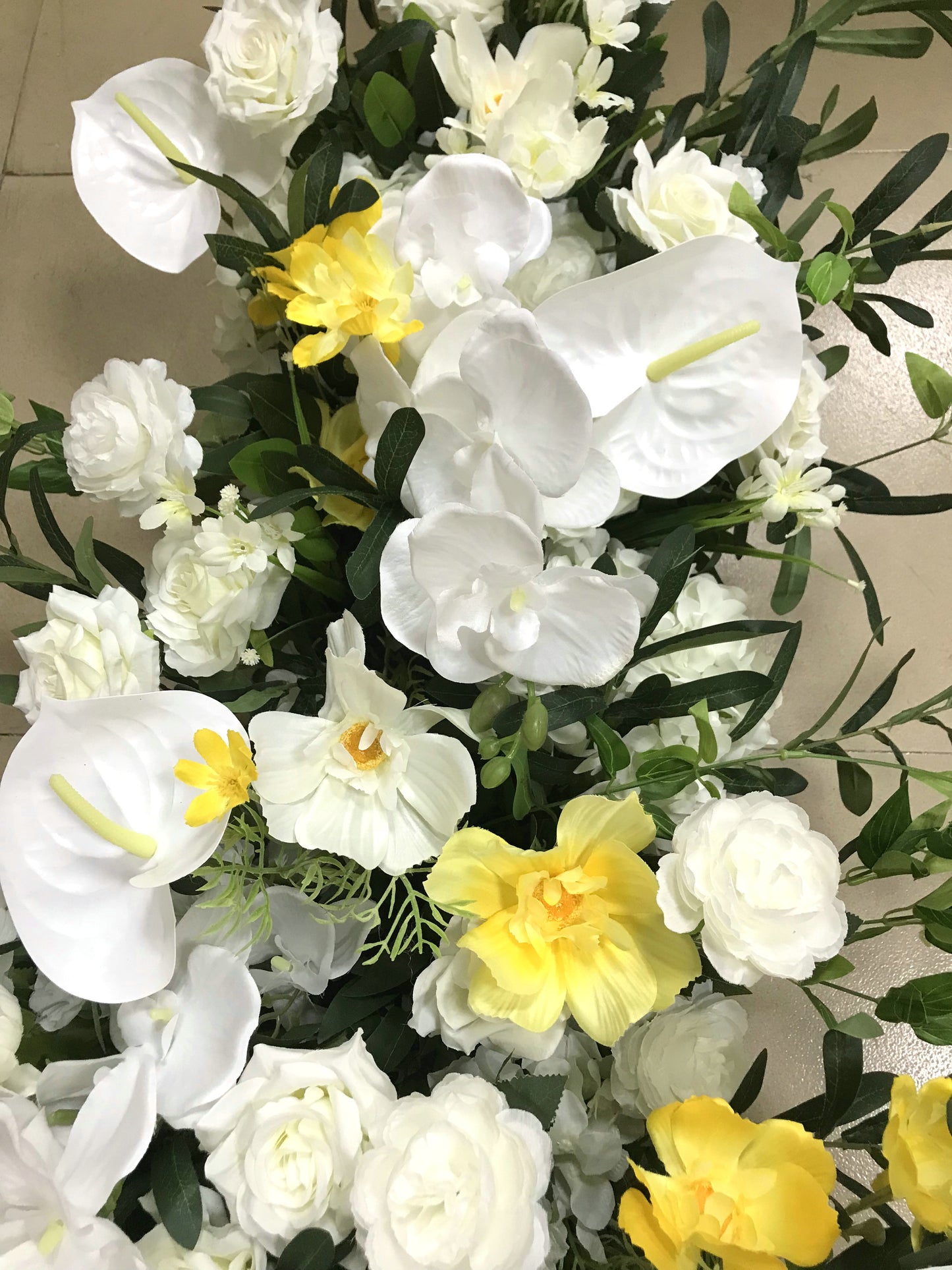 5D Artificial Ivory Yellow Flower Runner Centerpiece Wedding Party Events Background Decoration