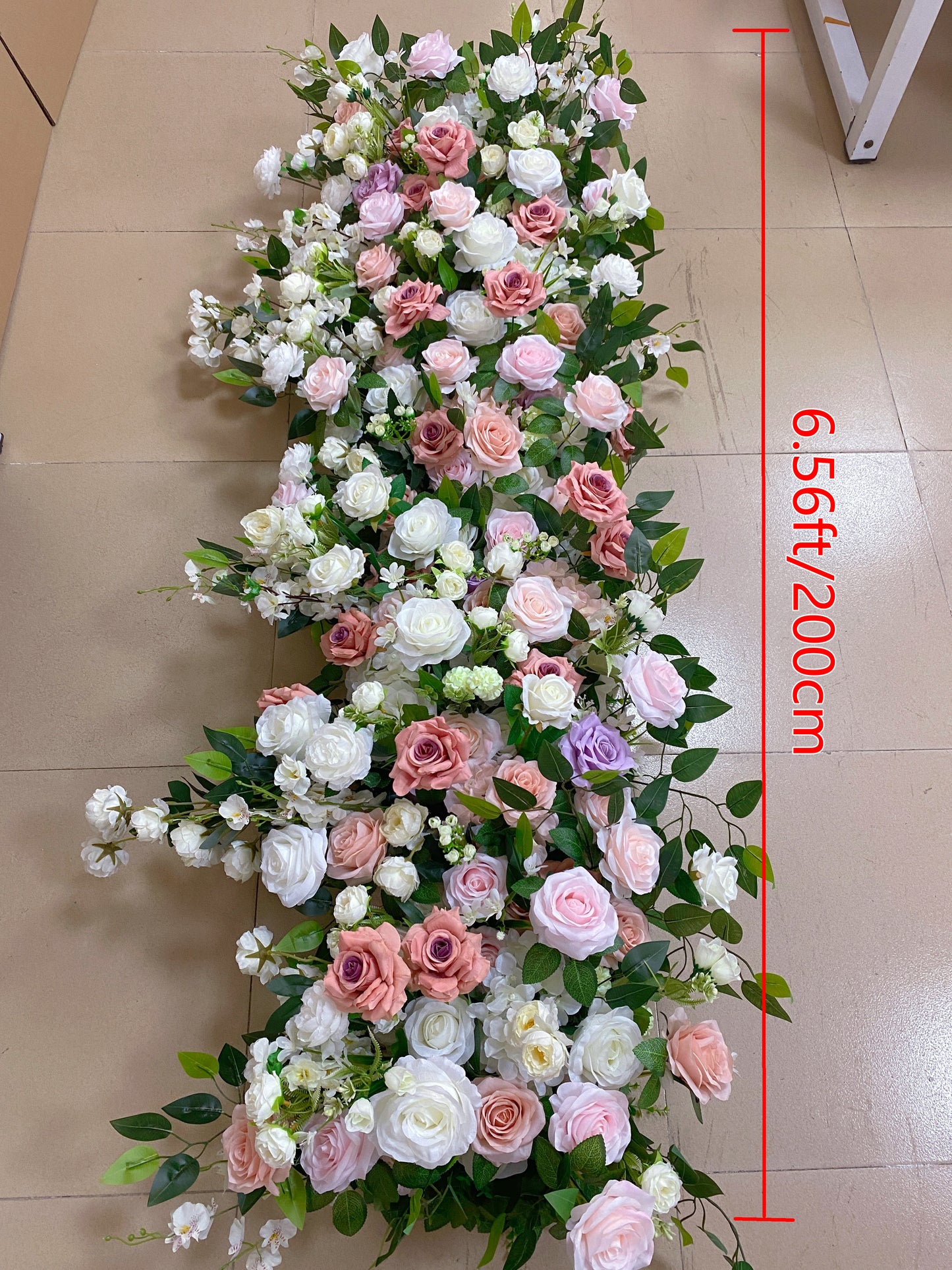 5D Artificial Table Flower Arrangement Ivory Light Pink Arch Flower Wedding Bridal Shower Decor Table Runner