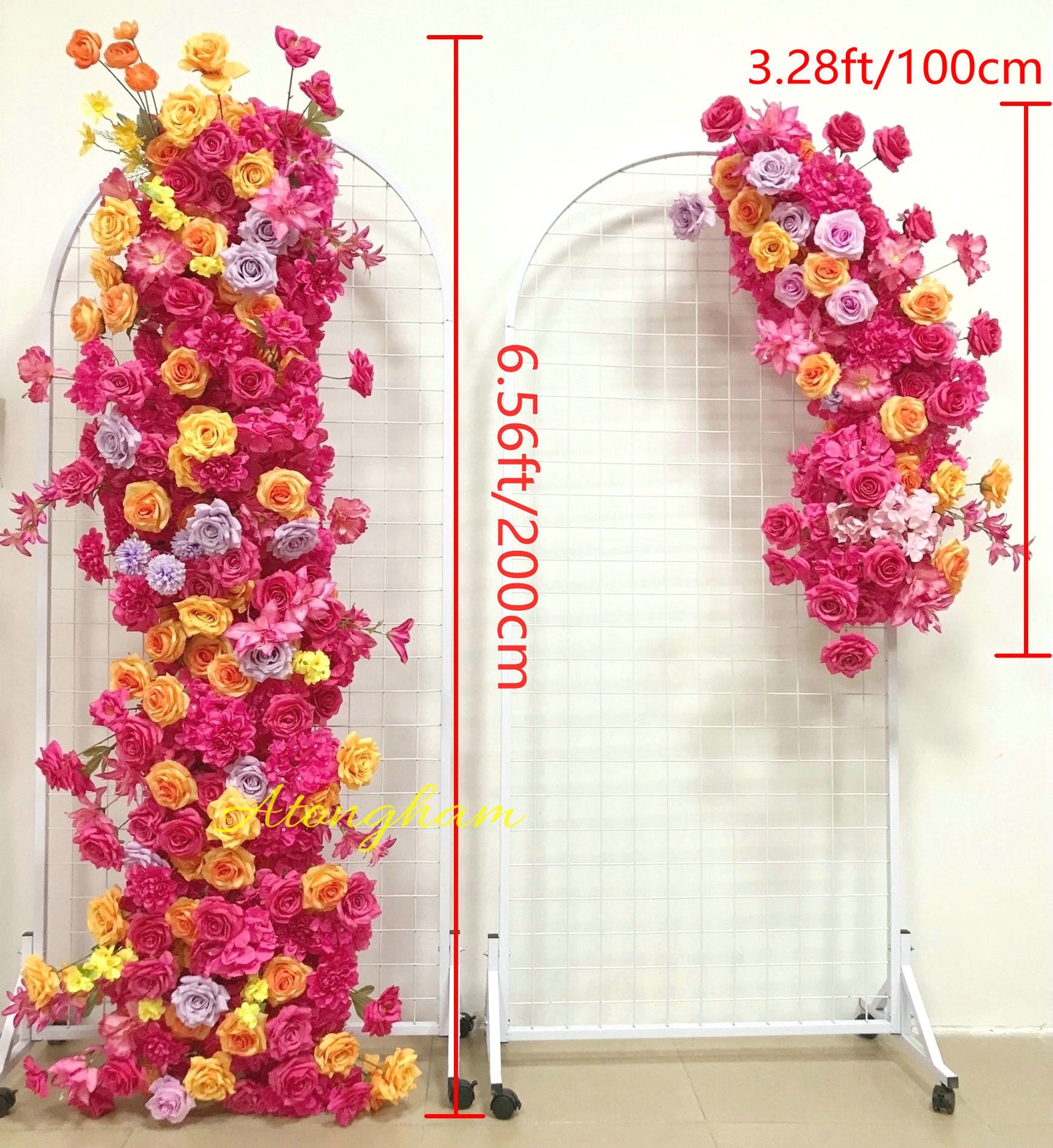 Party Backdrop Decoration Artificial Flower Hot Pink Orange Arch Flower Arrangement