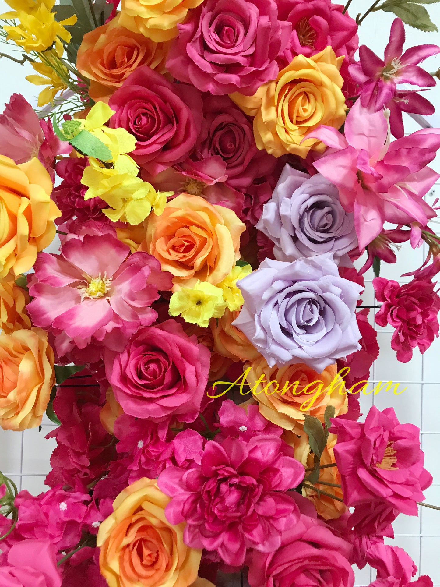 Party Backdrop Decoration Artificial Flower Hot Pink Orange Arch Flower Arrangement