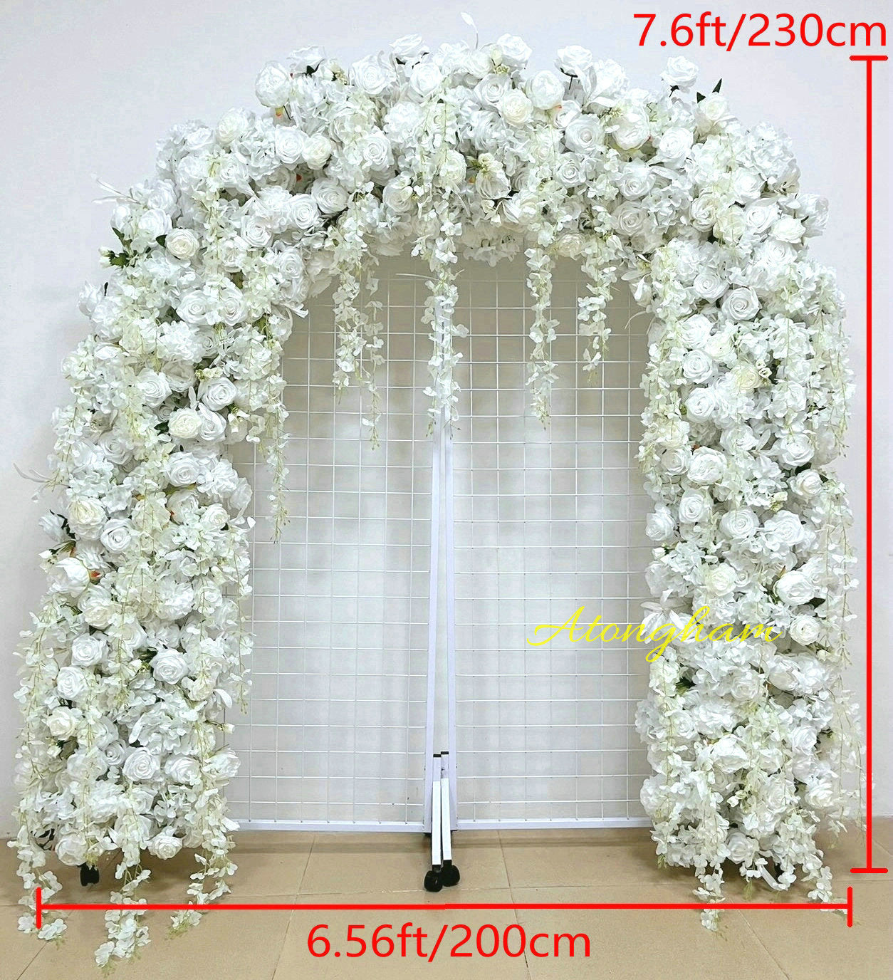 White Rose Ivory Wisteria Archway Flower Garland Silk Flower Row Wedding Event Floral Arrangement