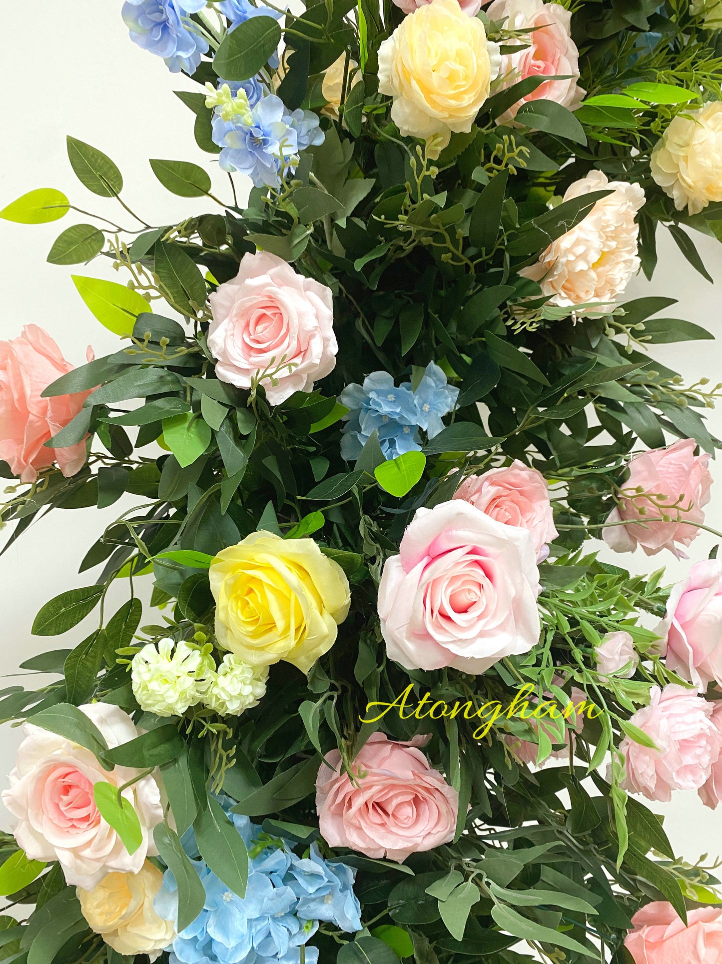 Colorful Arch Flower with Willow Leaves Wedding Floor Flower Arrangement Events Backdrop Photography Props