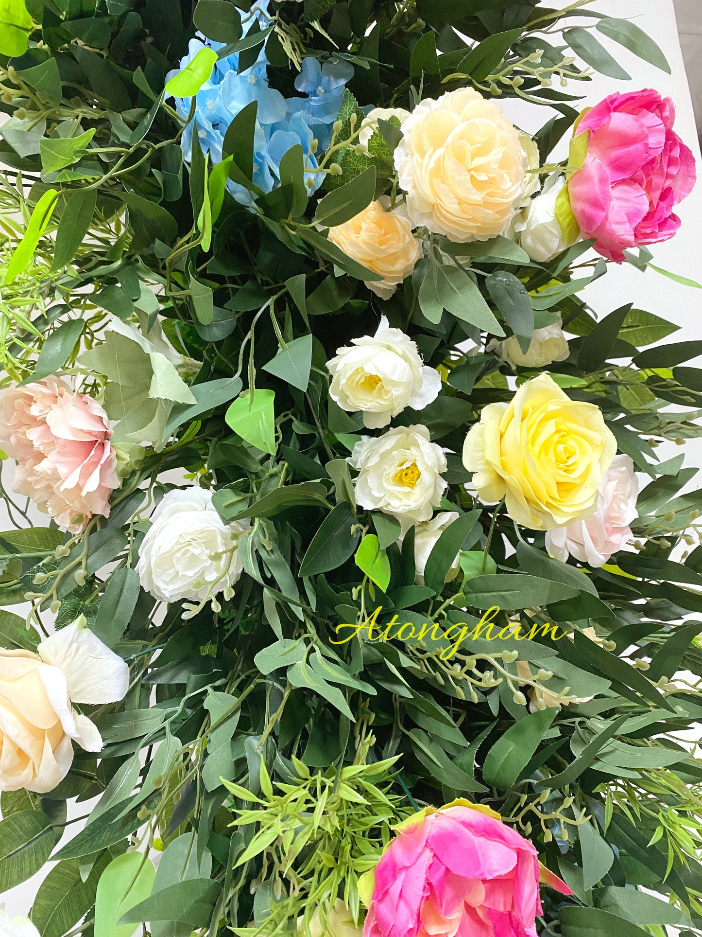 Colorful Arch Flower with Willow Leaves Wedding Floor Flower Arrangement Events Backdrop Photography Props