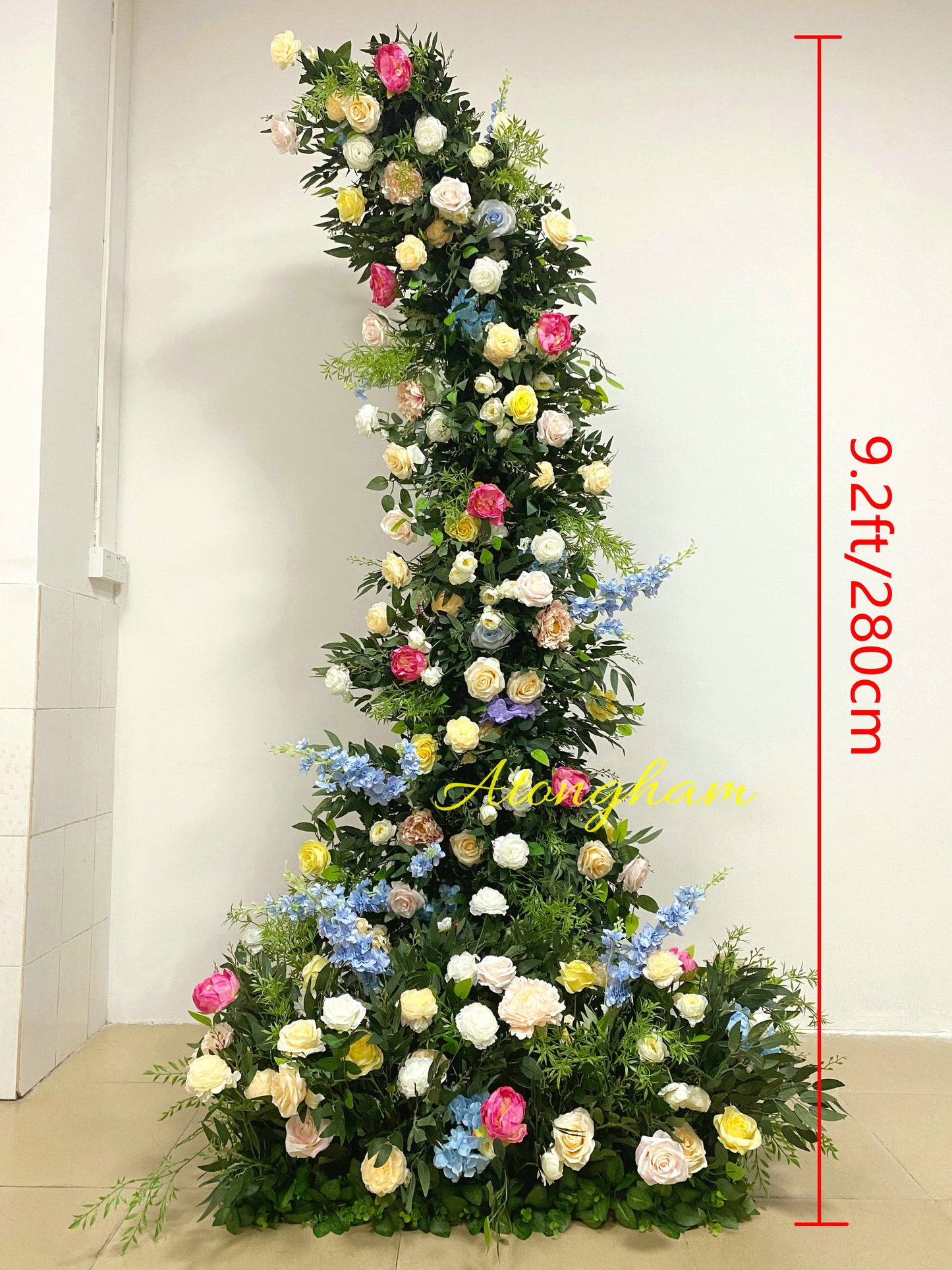 Colorful Arch Flower with Willow Leaves Wedding Floor Flower Arrangement Events Backdrop Photography Props