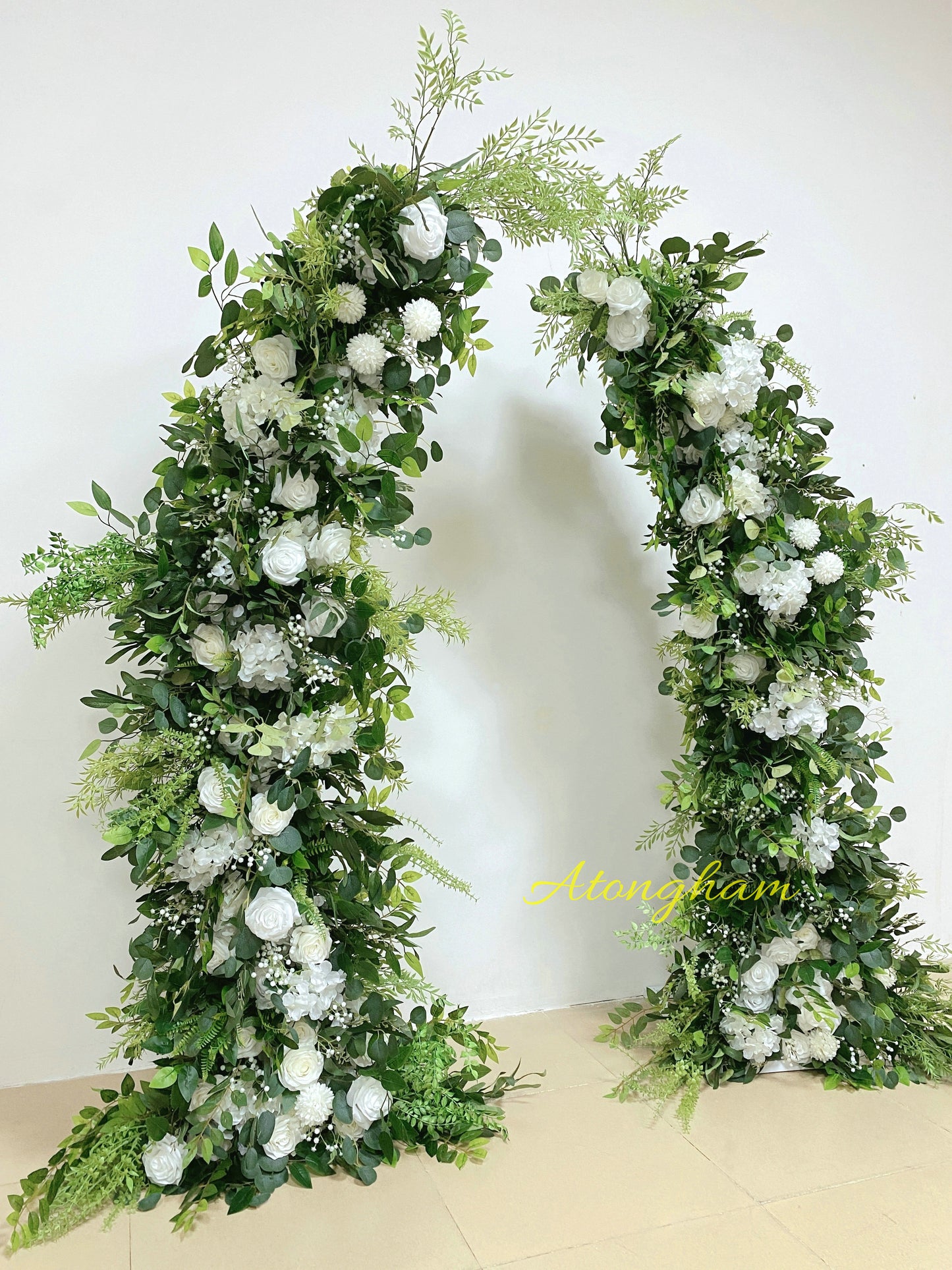 Green Plant Arch Flower White Rose Hydrangea Flower Arrangement Wedding Garden Decoration