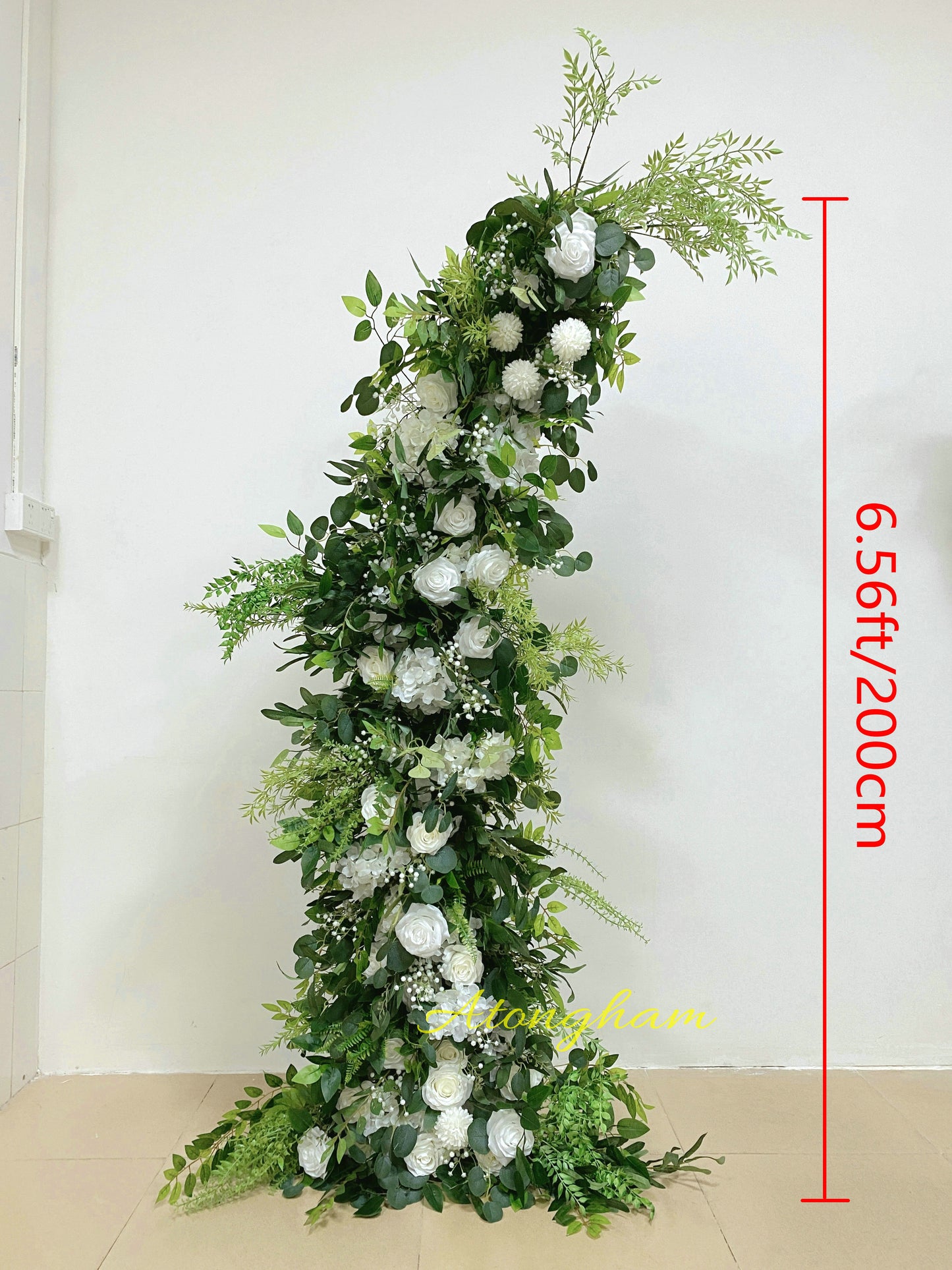 Green Plant Arch Flower White Rose Hydrangea Flower Arrangement Wedding Garden Decoration