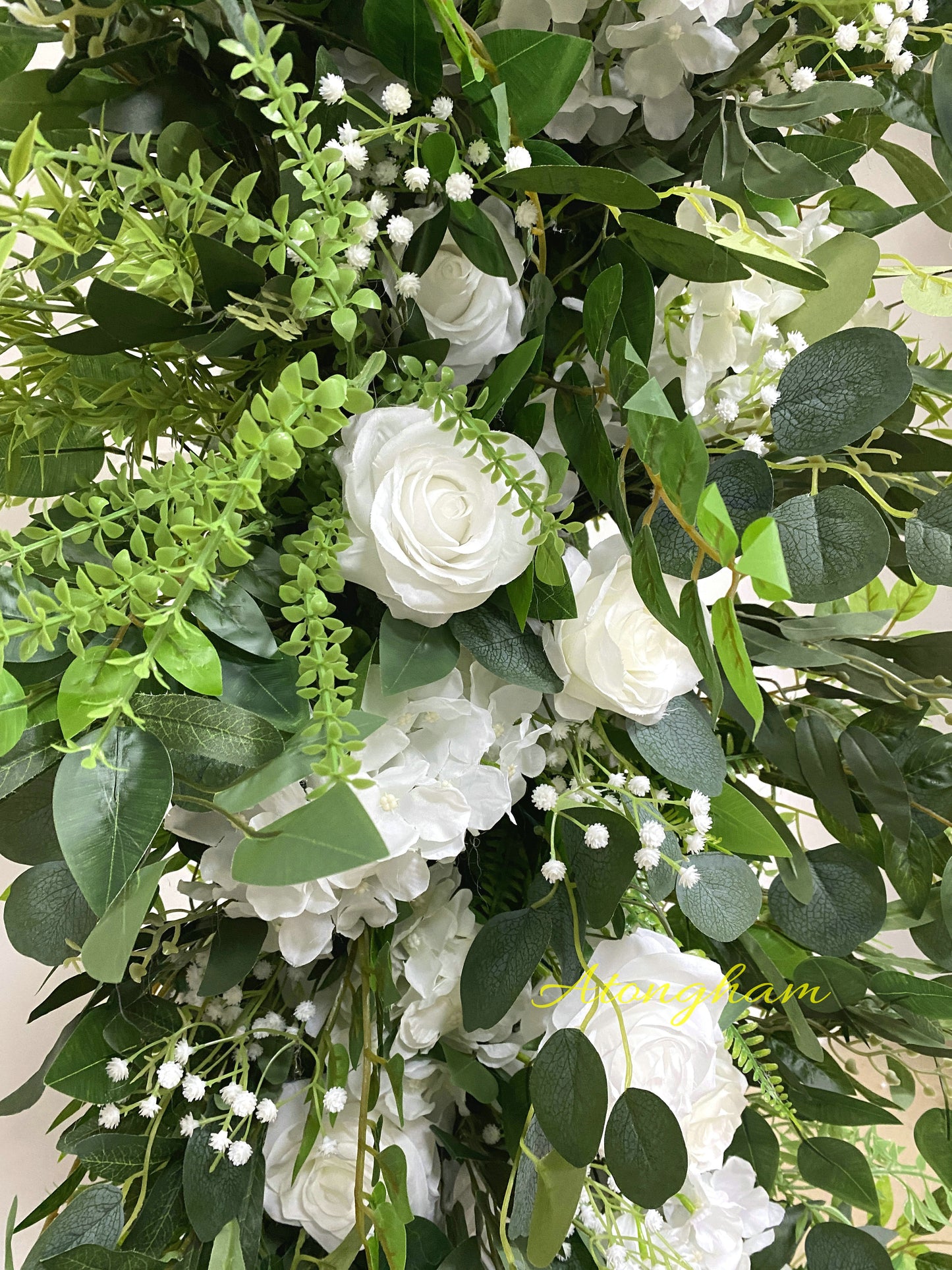 Green Plant Arch Flower White Rose Hydrangea Flower Arrangement Wedding Garden Decoration