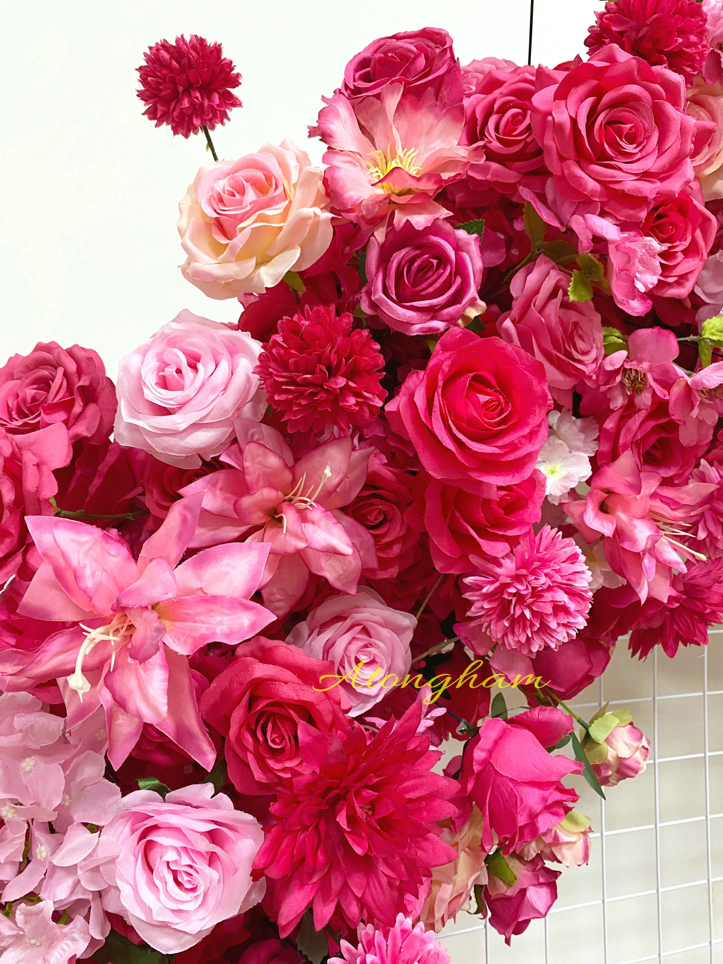 Hot Pink Flower Arrangement Flower Garland Wedding Bridal Shower Backdrop Decoration