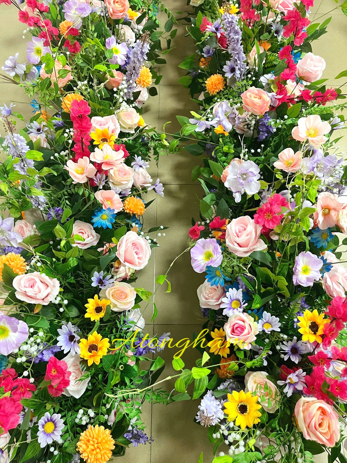 Wedding Varicolored Aisle Flower Decoration Spring Flower and Greenery Floor Flower Arrangement