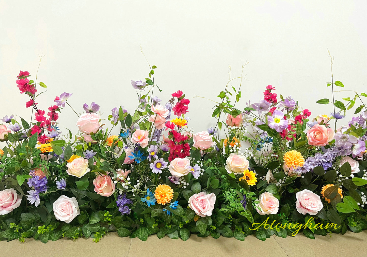Wedding Varicolored Aisle Flower Decoration Spring Flower and Greenery Floor Flower Arrangement