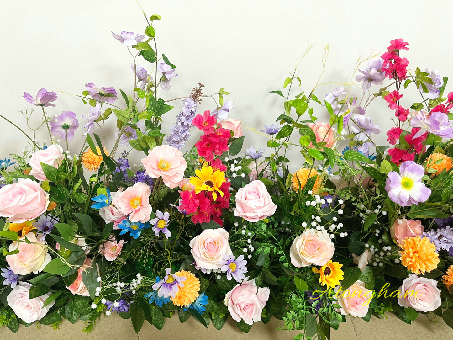 Wedding Varicolored Aisle Flower Decoration Spring Flower and Greenery Floor Flower Arrangement