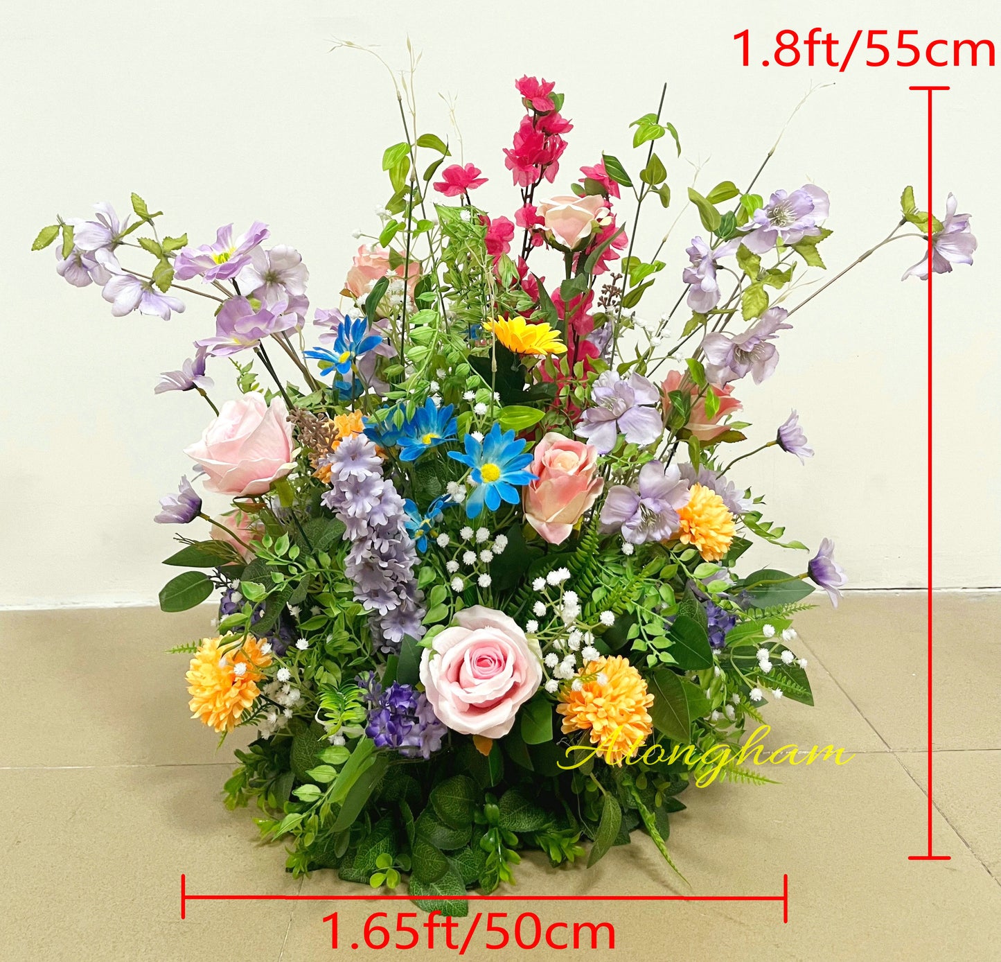 Wedding Varicolored Aisle Flower Decoration Spring Flower and Greenery Floor Flower Arrangement