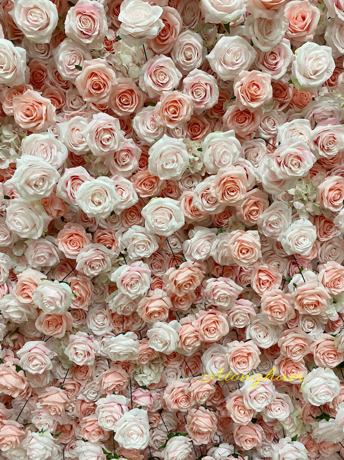 5D Cloth Roll Up Flower Wall Fabric Artificial Floral Light Pink Wedding Event Party Backdrop