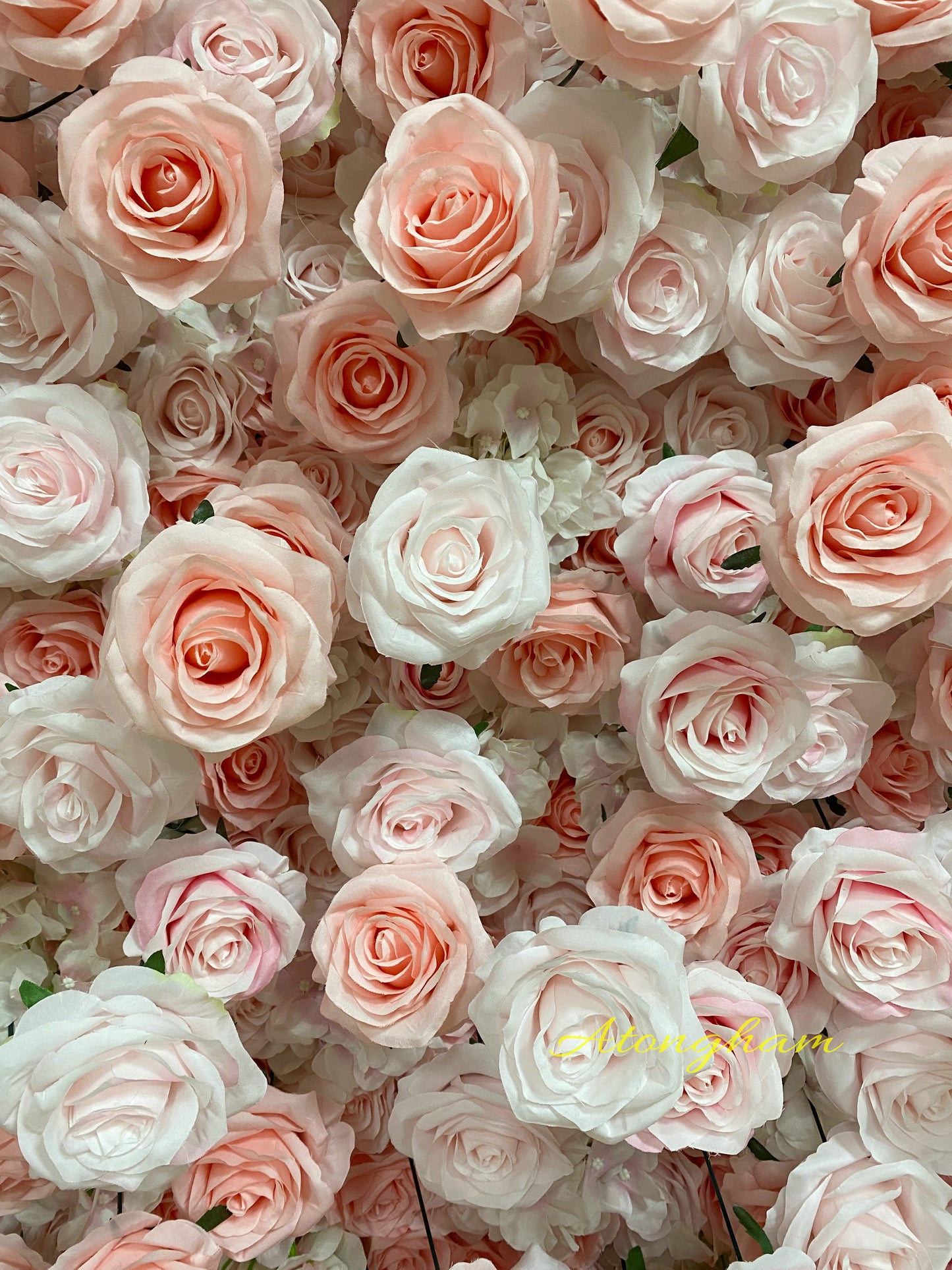5D Cloth Roll Up Flower Wall Fabric Artificial Floral Light Pink Wedding Event Party Backdrop