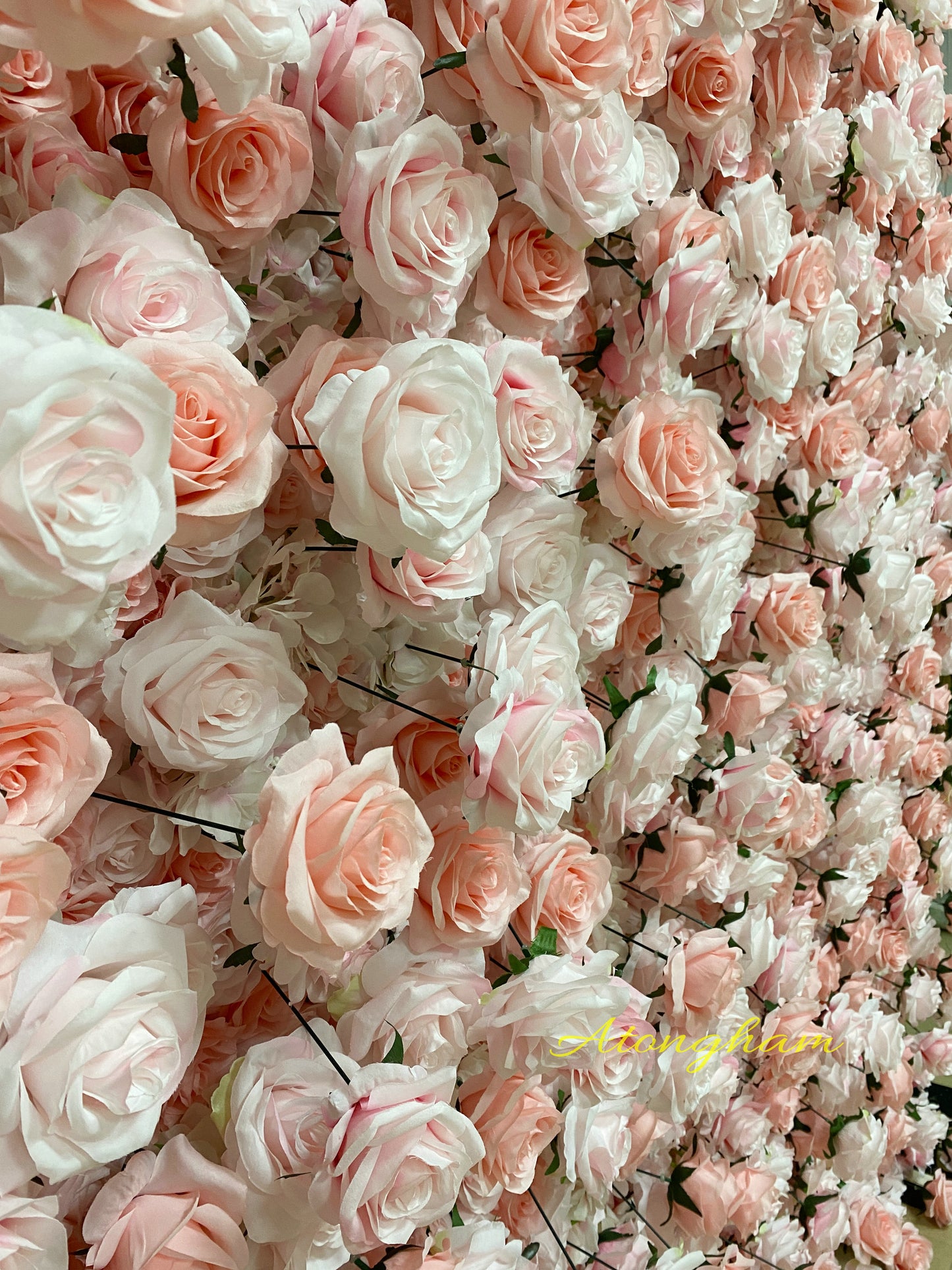 5D Cloth Roll Up Flower Wall Fabric Artificial Floral Light Pink Wedding Event Party Backdrop