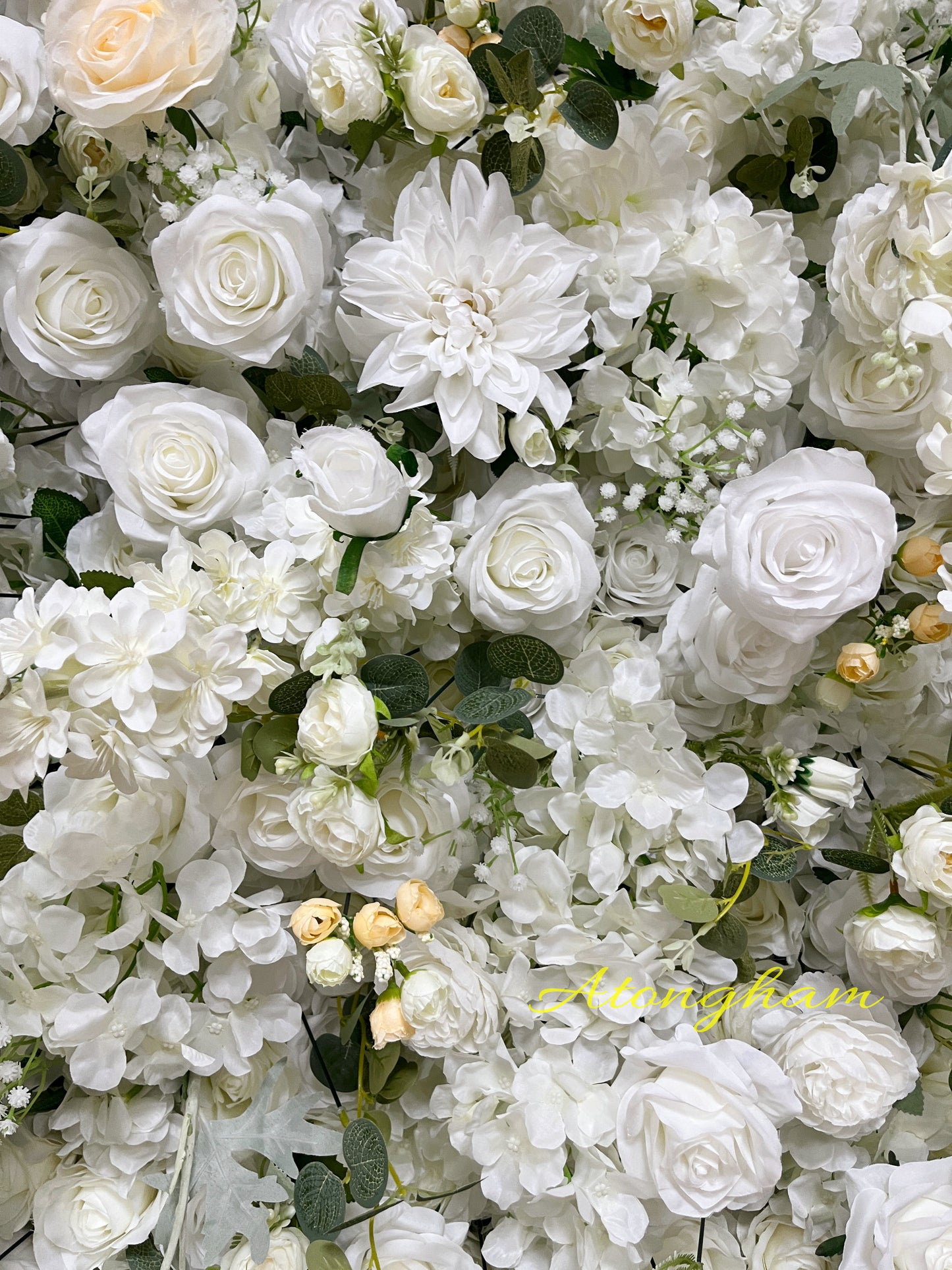 5D Cloth Roll Up Flower Wall Eucalyptus Leaves Artificial Ivory Floral Wedding Event Party Backdrop