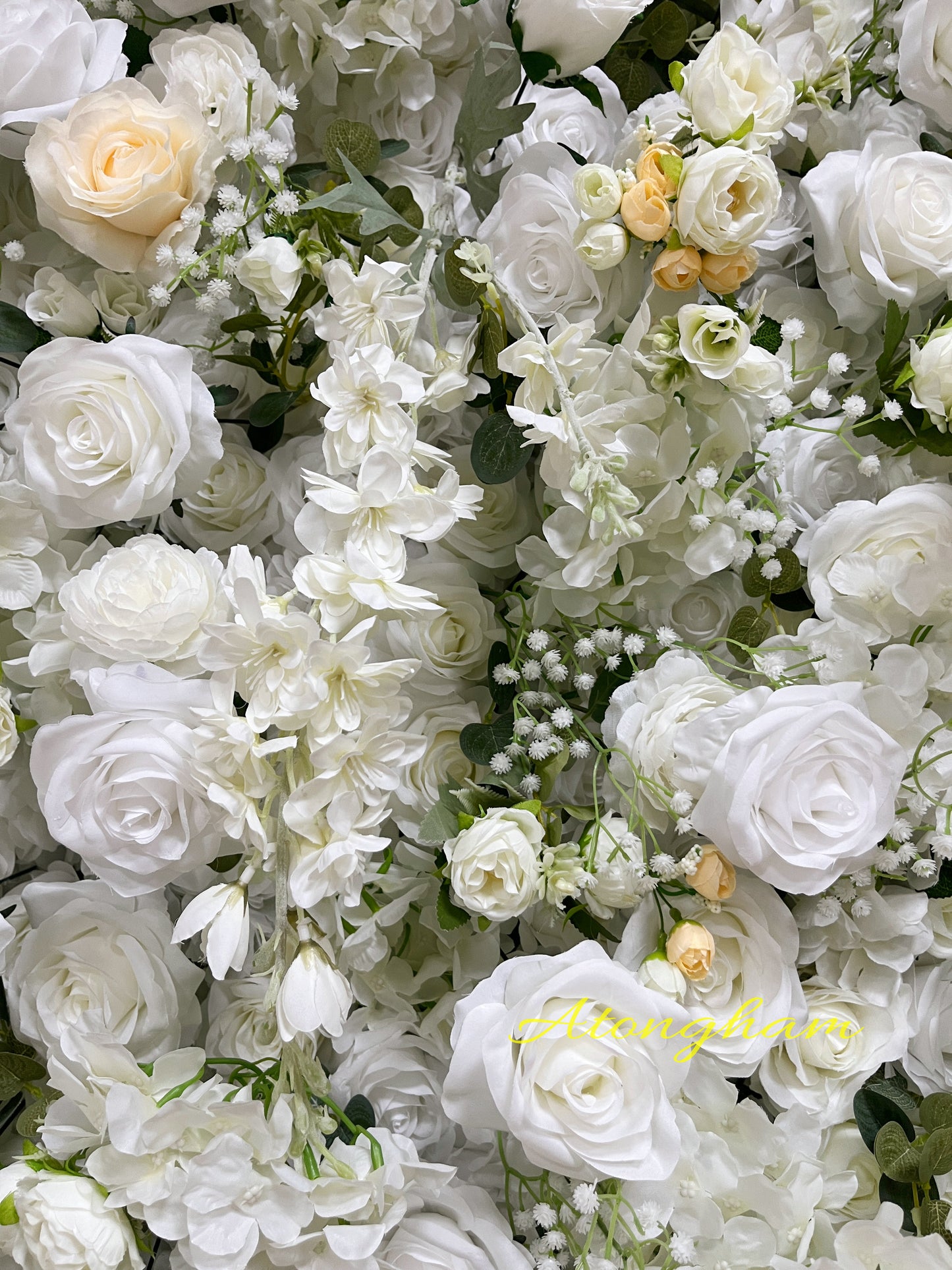 5D Cloth Roll Up Flower Wall Eucalyptus Leaves Artificial Ivory Floral Wedding Event Party Backdrop