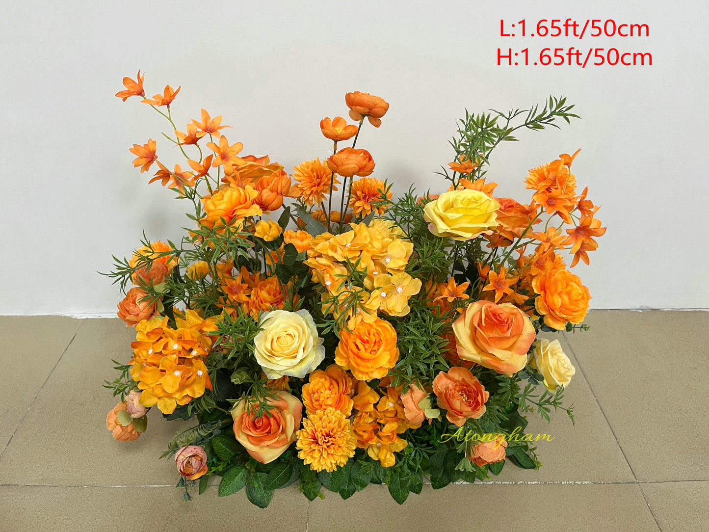 Autumn Outdoor Wedding Floor Flower Orange Aisle Flower Christmas Decoration Floral