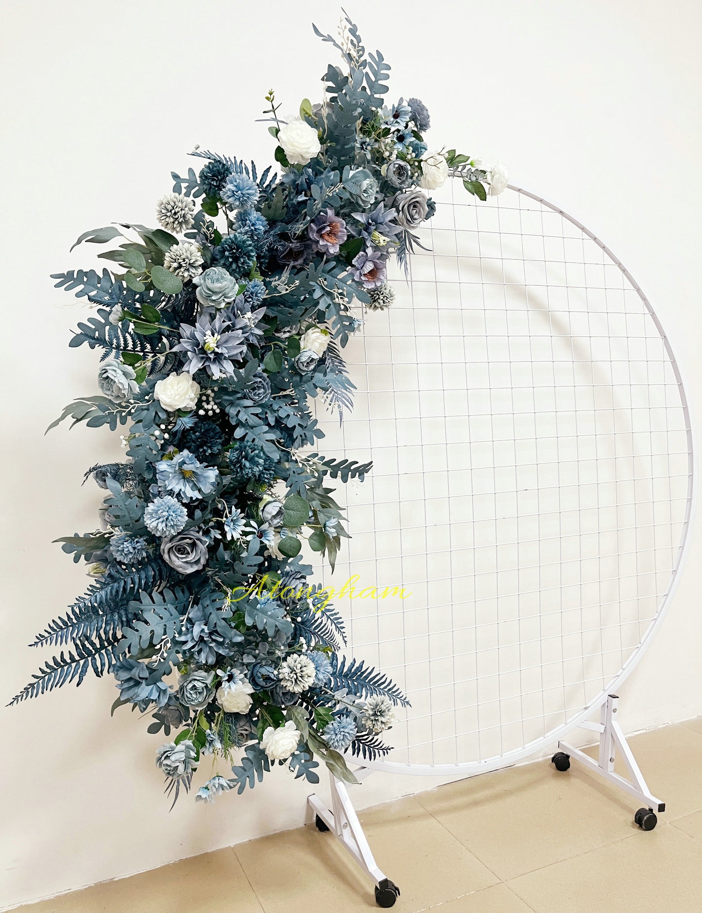 Haze Blue Artificial Flower Garland Dusty Blue Wedding Aisle Flower Arrangement Featured Wedding Background Decoration Flowers