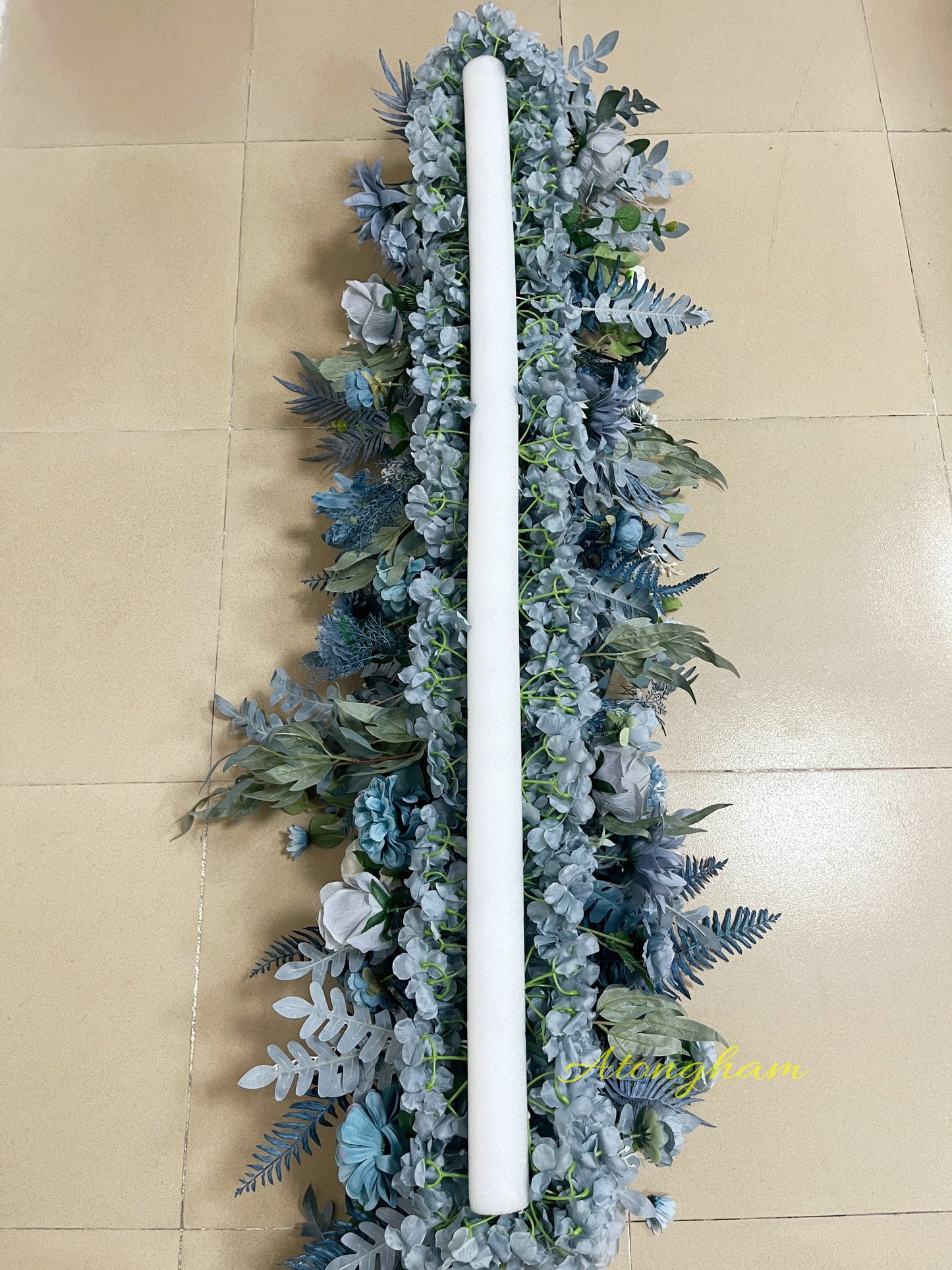Haze Blue Artificial Flower Garland Dusty Blue Wedding Aisle Flower Arrangement Featured Wedding Background Decoration Flowers