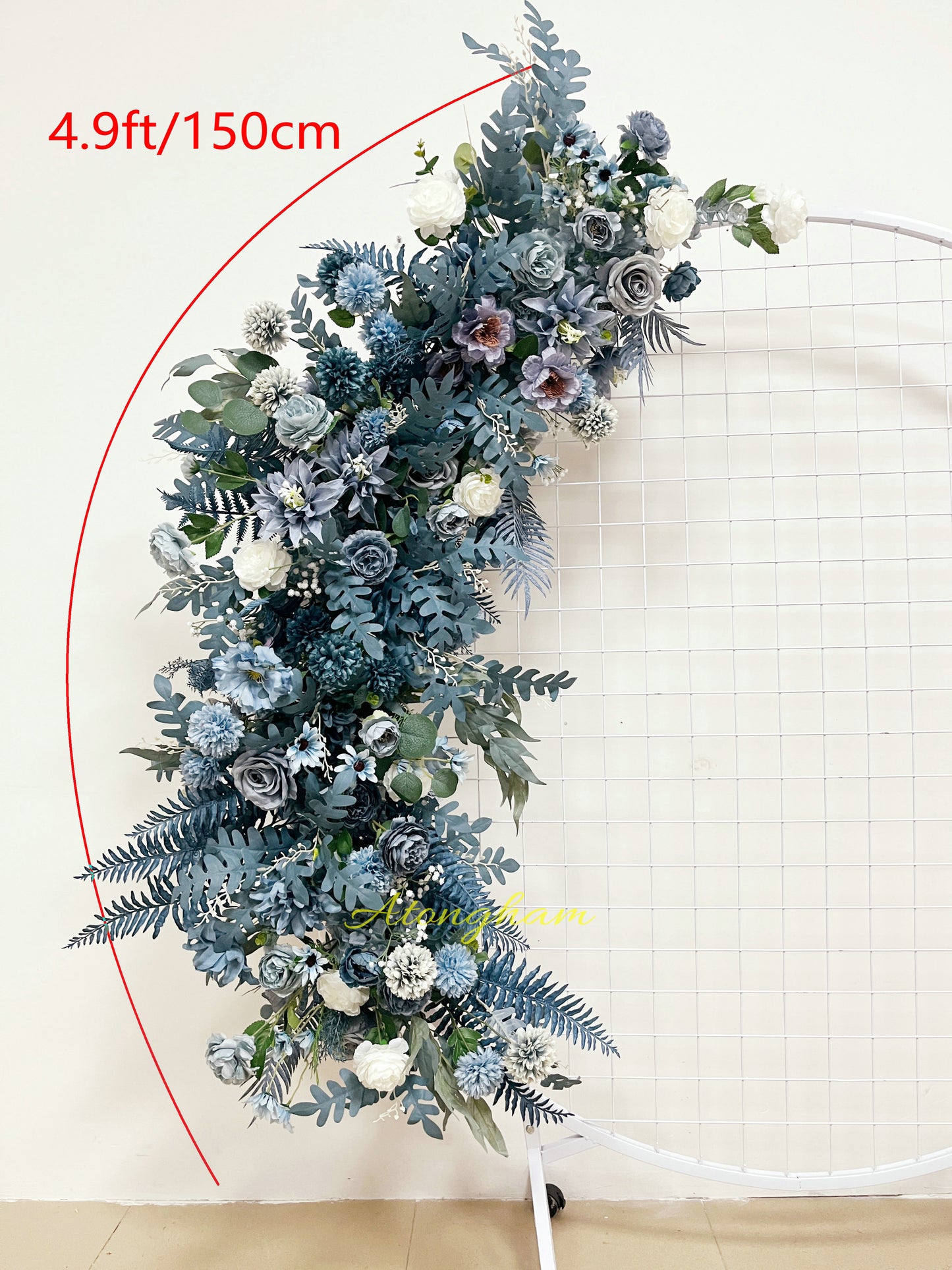 Haze Blue Artificial Flower Garland Dusty Blue Wedding Aisle Flower Arrangement Featured Wedding Background Decoration Flowers