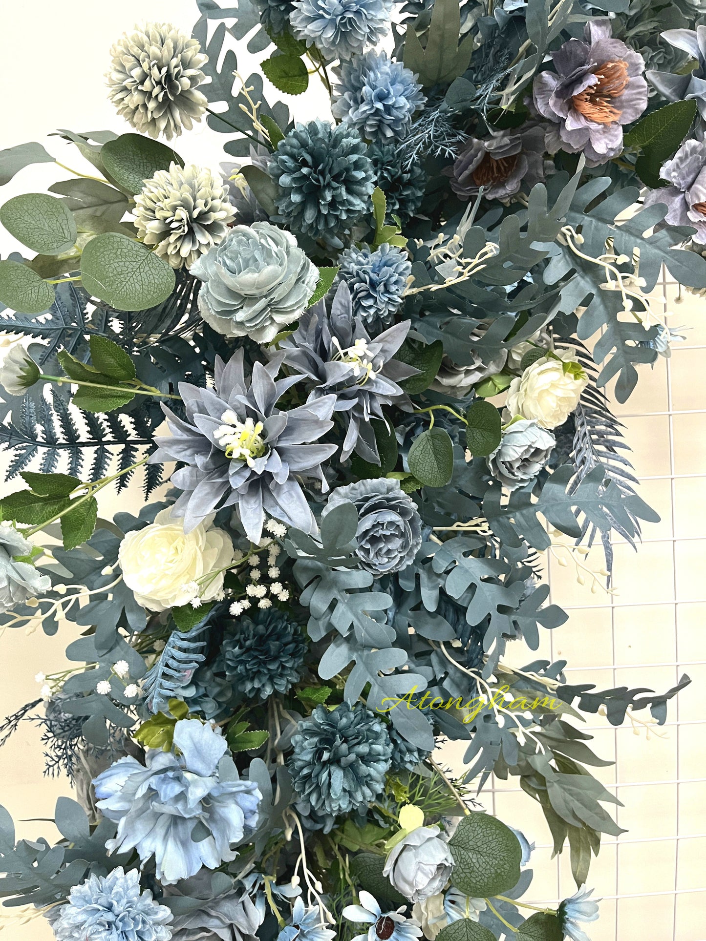 Haze Blue Artificial Flower Garland Dusty Blue Wedding Aisle Flower Arrangement Featured Wedding Background Decoration Flowers