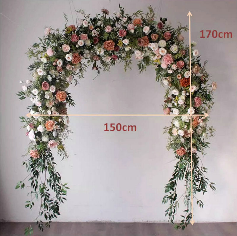Artificial Light Pink Peachpuff Chocolate Archway Flowers,Silk Flower Row,Wedding Floral Decoration