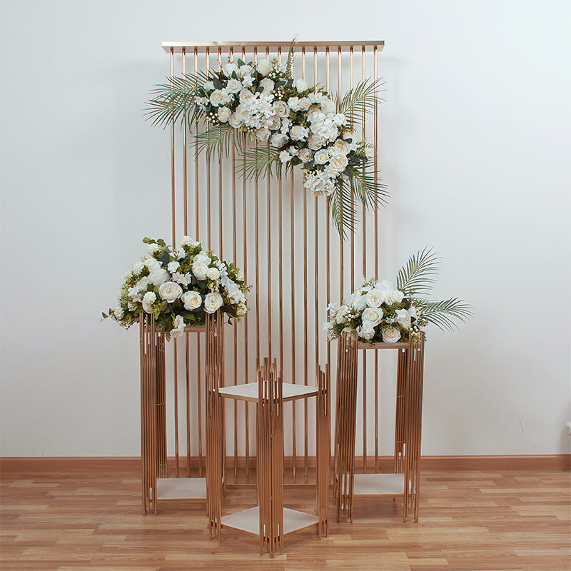 Cream Flower with Greenery Artificial Archway Flower, Flower Centerpiece, Wedding Engagement Party, Stage Decors Custom Flower