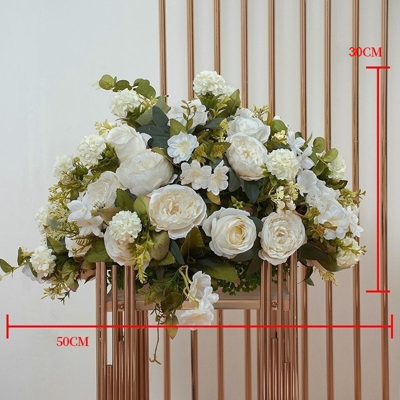 Cream Flower with Greenery Artificial Archway Flower, Flower Centerpiece, Wedding Engagement Party, Stage Decors Custom Flower