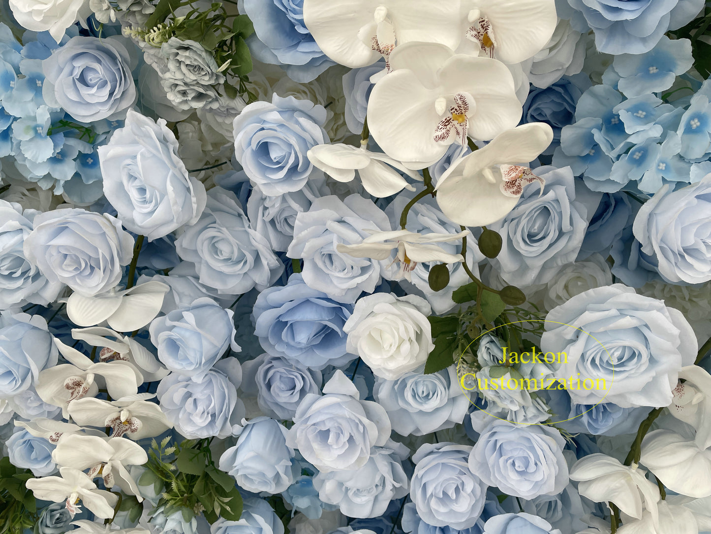 Light Blue Rose 5D Cloth Roll Up Flower Wall Fabric Artificial Floral Wedding Event Party Backdrop