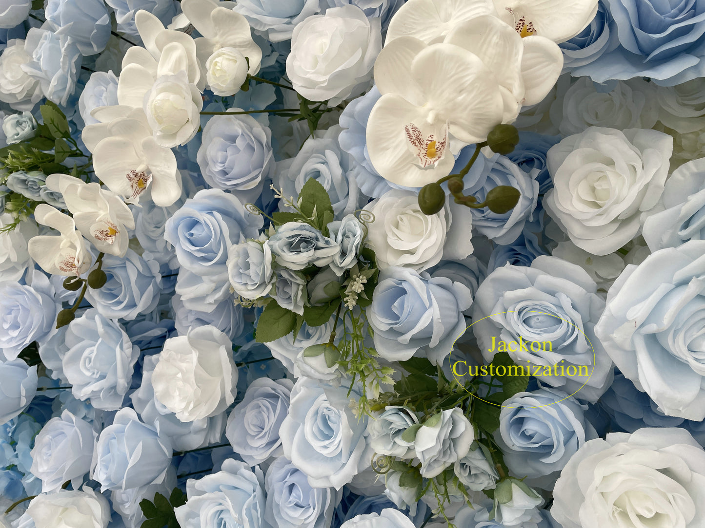 Light Blue Rose 5D Cloth Roll Up Flower Wall Fabric Artificial Floral Wedding Event Party Backdrop