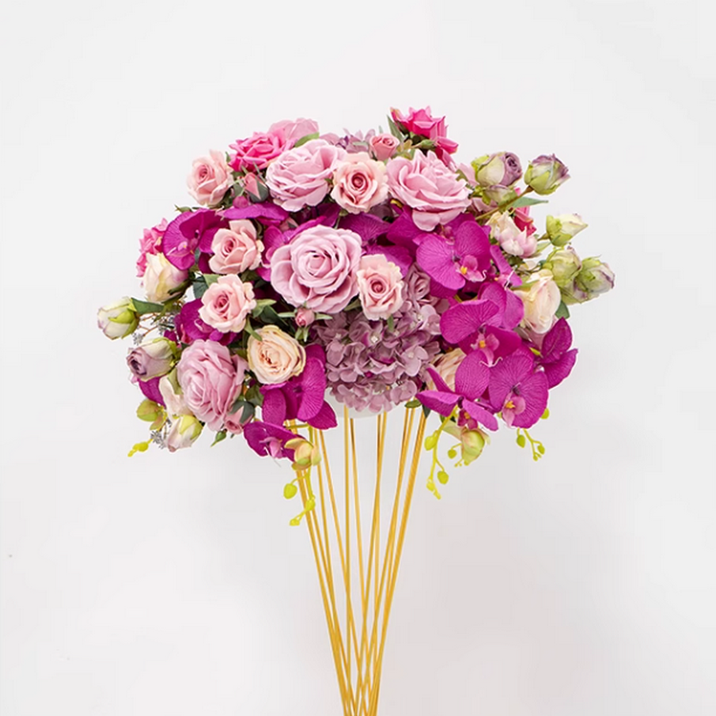Hot Pink Table Centerpiece, Artificial Flower Ball,Wedding Backdrop Decorations Road Lead Flowers