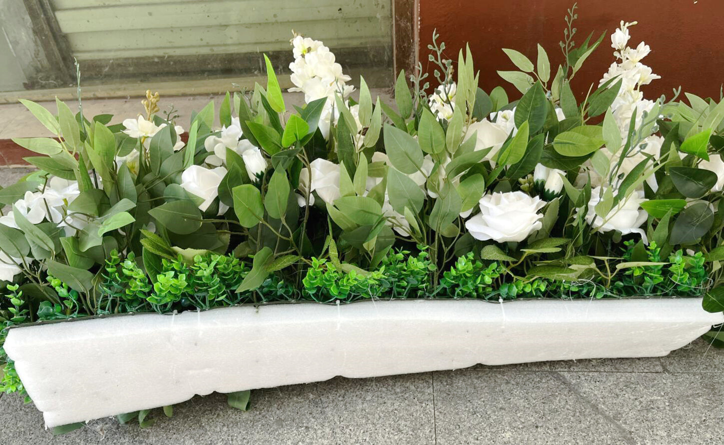 Artificial Flowers Arrangement, White wedding aisle flowers, lush floral arrangements, floral wedding centerpieces